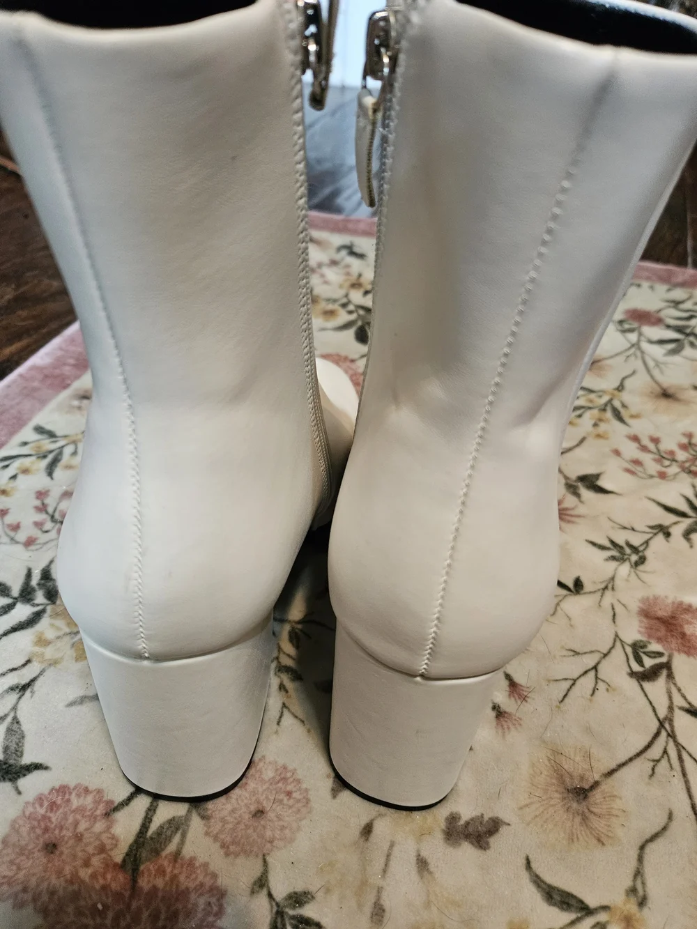 Qupid White Block Heel Ankle Booties